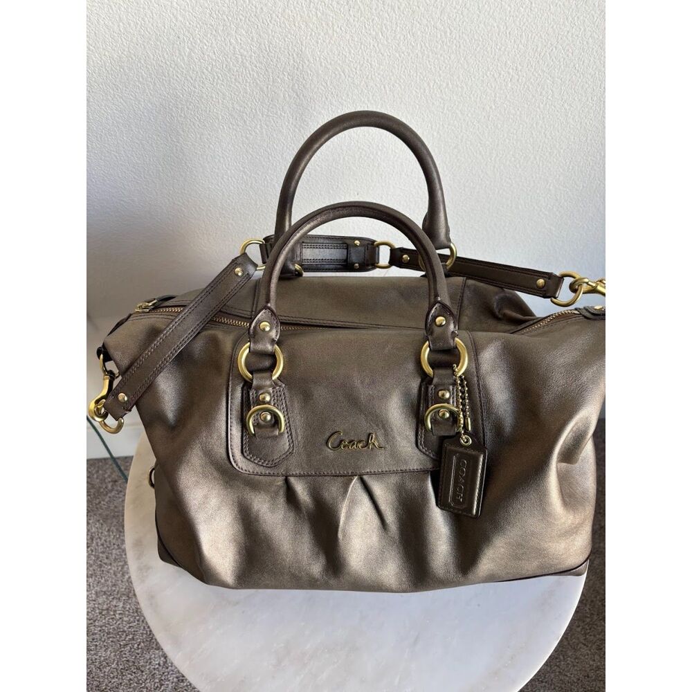 Vintage Metallic Bronze Coach Ashley Satchel